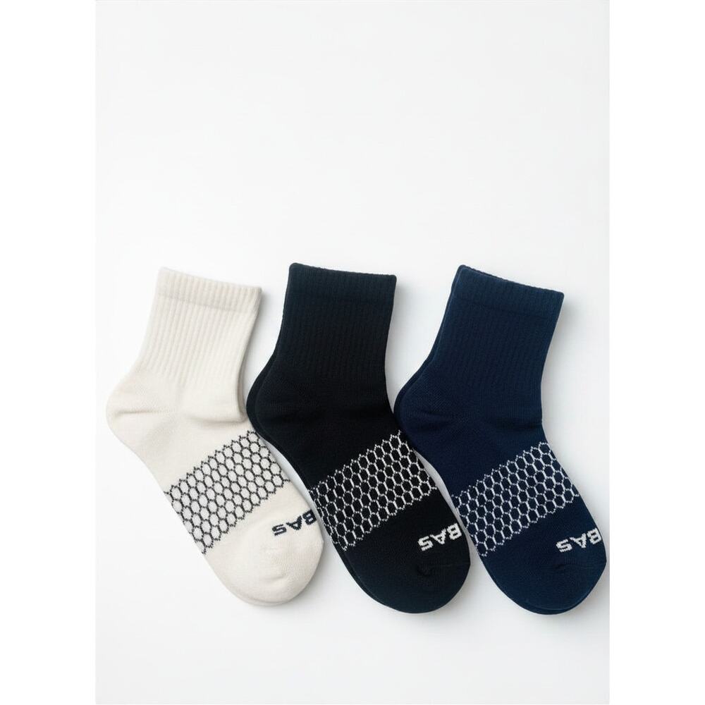 3 Pairs Bombas Navy Blue Quarter Socks Size Medium 6-10